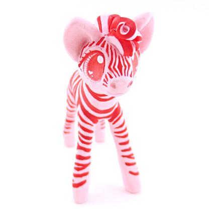 Red and Pink Zebra Figurine - Polymer Clay Valentine Animals