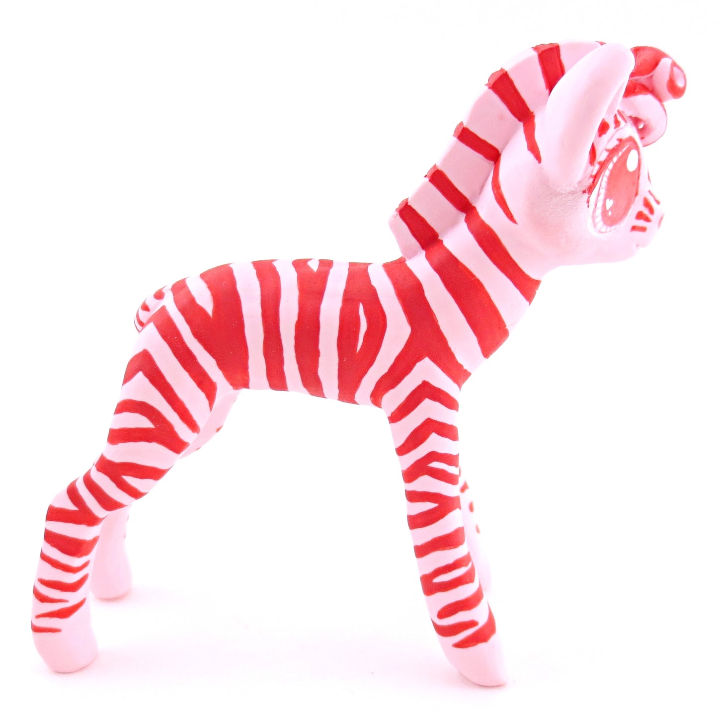 Red and Pink Zebra Figurine - Polymer Clay Valentine Animals