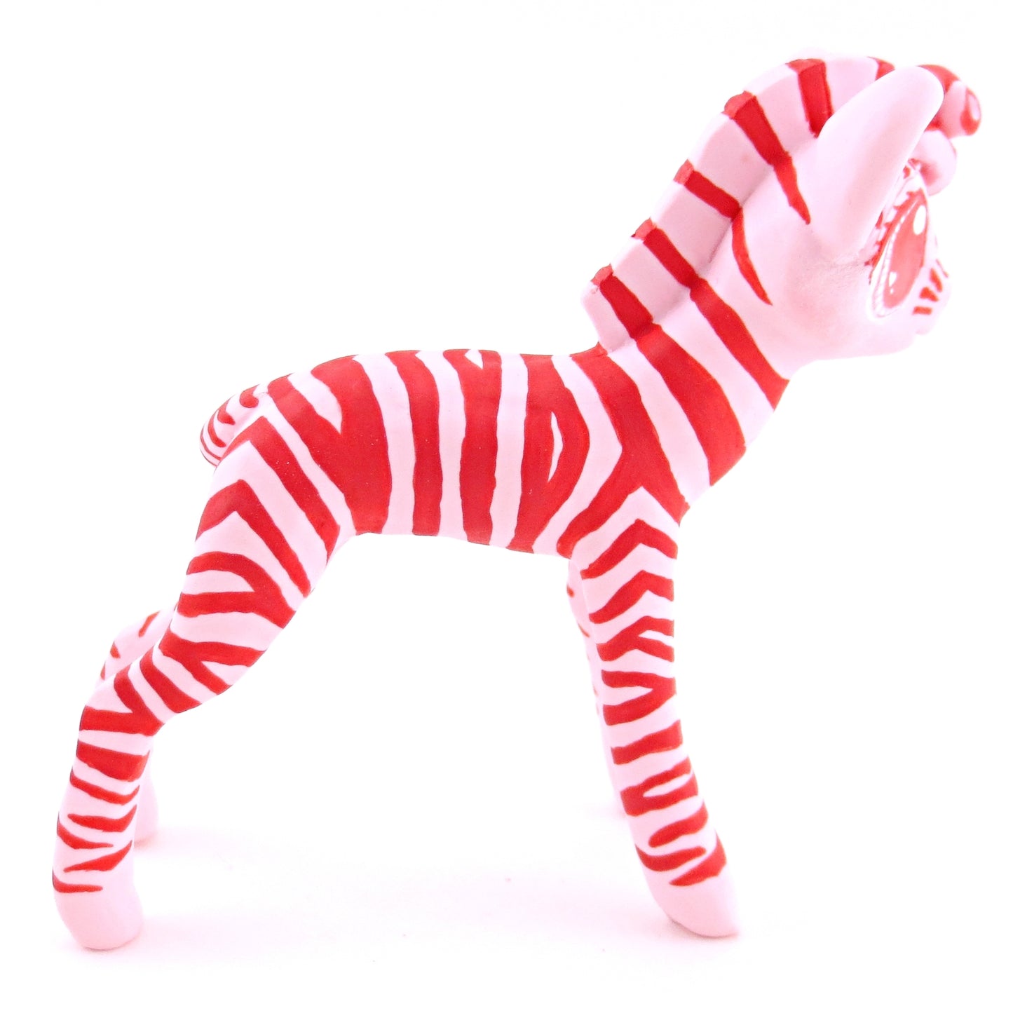 Red and Pink Zebra Figurine - Polymer Clay Valentine Animals