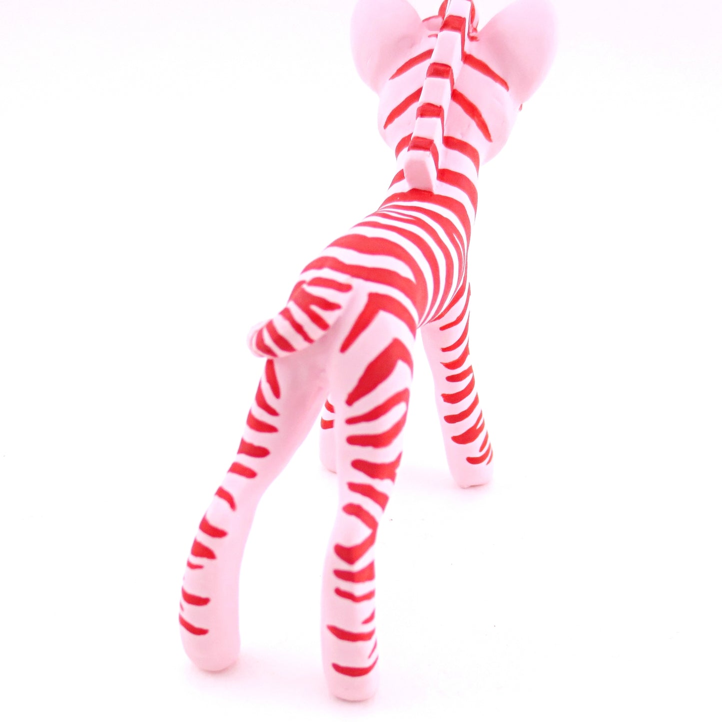 Red and Pink Zebra Figurine - Polymer Clay Valentine Animals