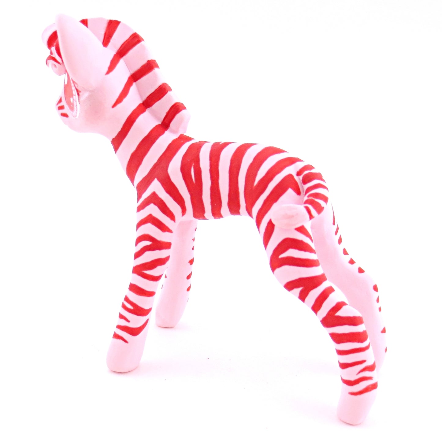 Red and Pink Zebra Figurine - Polymer Clay Valentine Animals