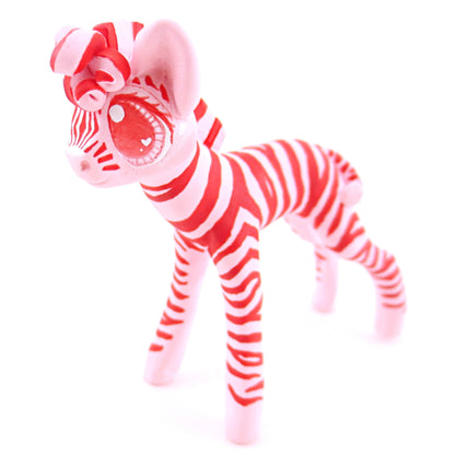 Red and Pink Zebra Figurine - Polymer Clay Valentine Animals