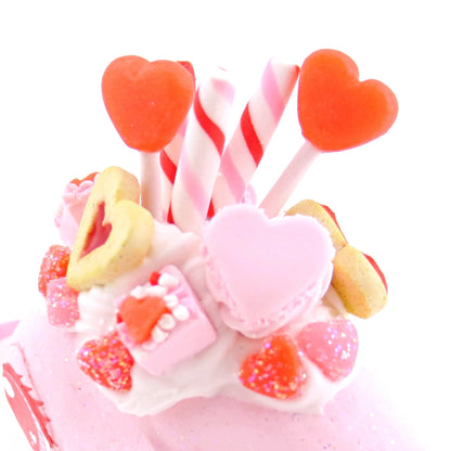 Valentine Dessert Narwhal Figurine - Polymer Clay Valentine Animals