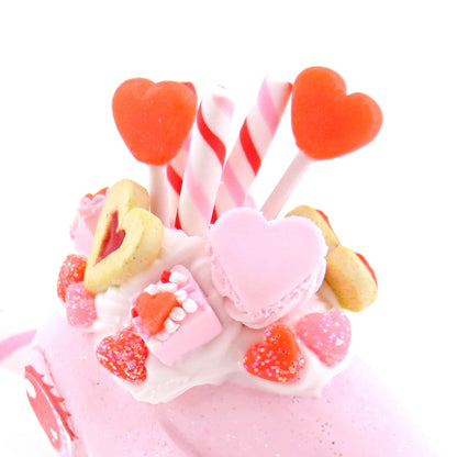 Valentine Dessert Narwhal Figurine - Polymer Clay Valentine Animals