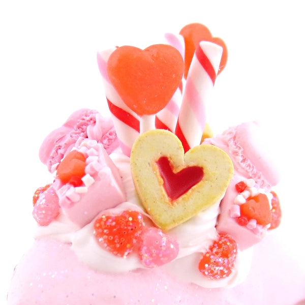 Valentine Dessert Narwhal Figurine - Polymer Clay Valentine Animals