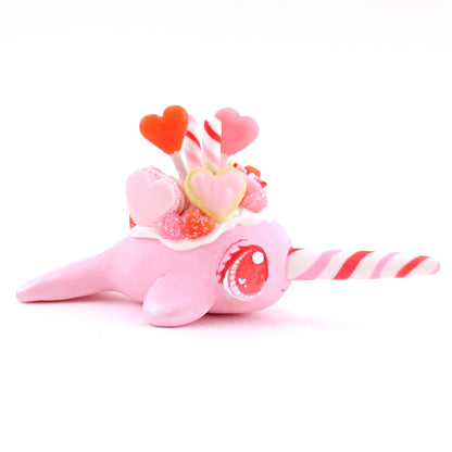 Mini Valentine Dessert Narwhal Figurine - Polymer Clay Valentine Animals