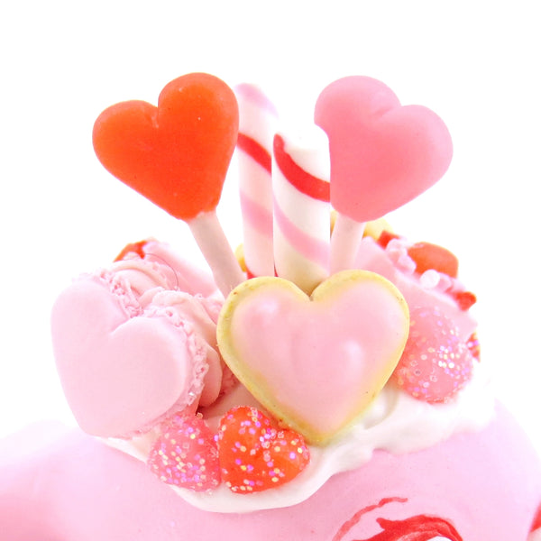 Mini Valentine Dessert Narwhal Figurine - Polymer Clay Valentine Animals