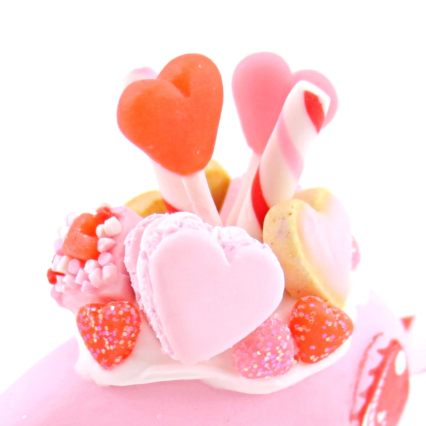 Mini Valentine Dessert Narwhal Figurine - Polymer Clay Valentine Animals