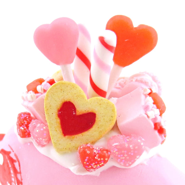 Mini Valentine Dessert Narwhal Figurine - Polymer Clay Valentine Animals
