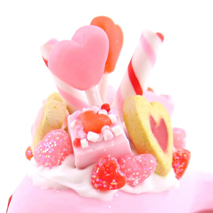 Mini Valentine Dessert Narwhal Figurine - Polymer Clay Valentine Animals