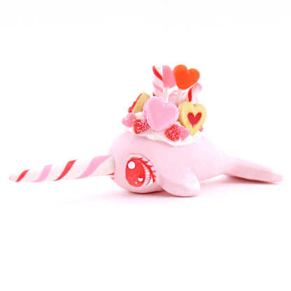 Valentine Dessert Narwhal Figurine - Polymer Clay Valentine Animals