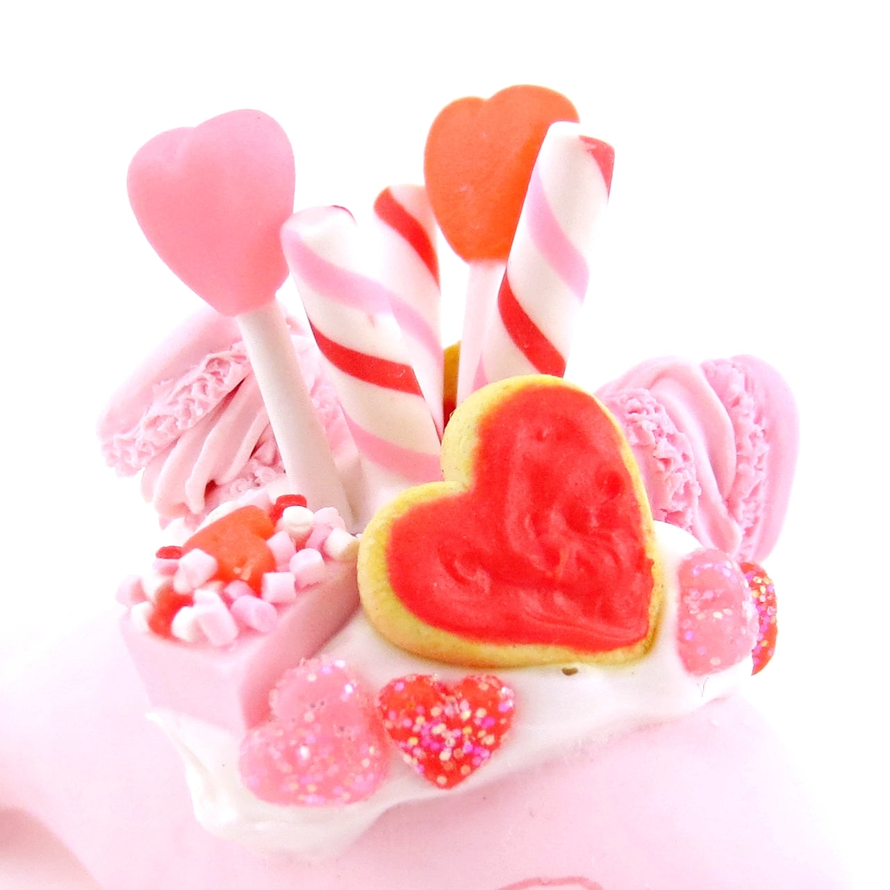 Valentine Dessert Narwhal Figurine - Polymer Clay Valentine Animals