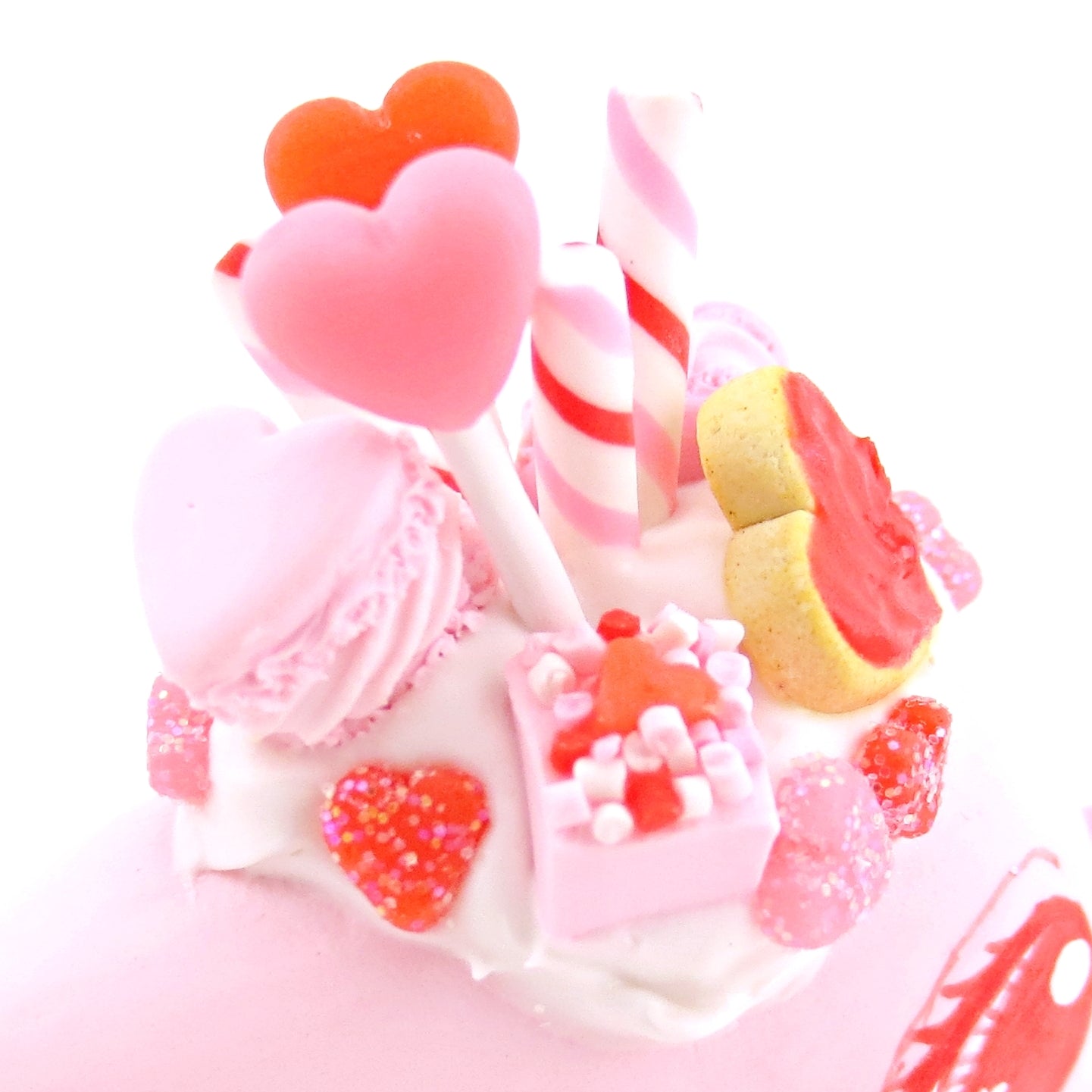 Valentine Dessert Narwhal Figurine - Polymer Clay Valentine Animals