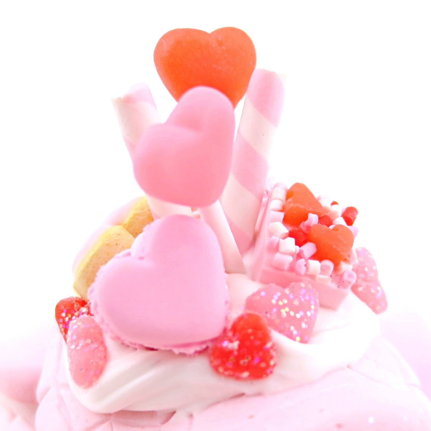 White and Pink Valentine Dessert Turtle Figurine - Polymer Clay Valentine Animals