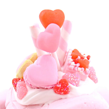 White and Pink Valentine Dessert Turtle Figurine - Polymer Clay Valentine Animals