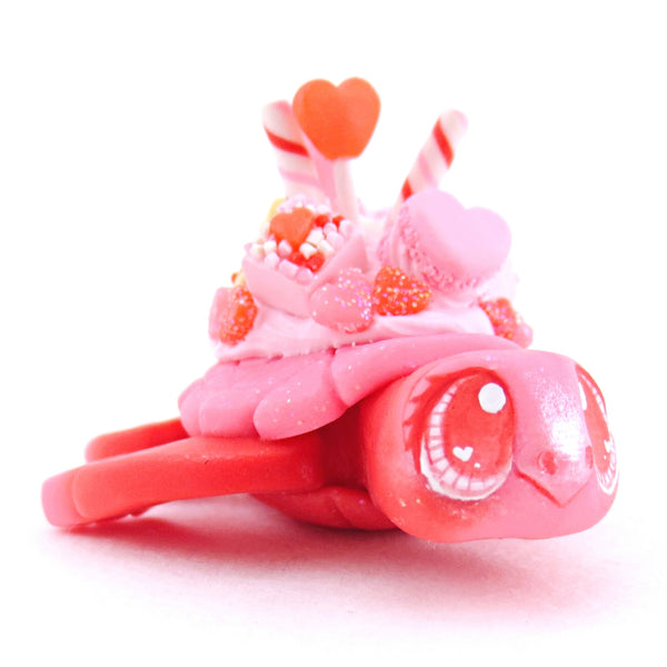 Red and Pink Valentine Dessert Turtle Figurine - Polymer Clay Valentine Animals