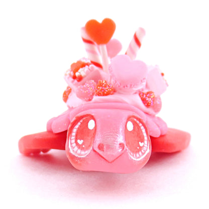 Red and Pink Valentine Dessert Turtle Figurine - Polymer Clay Valentine Animals