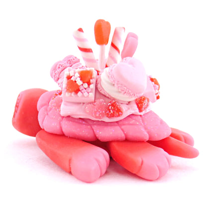 Red and Pink Valentine Dessert Turtle Figurine - Polymer Clay Valentine Animals