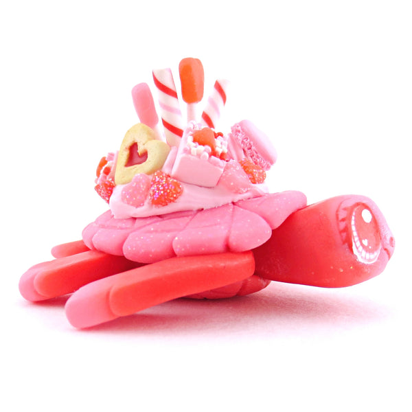 Red and Pink Valentine Dessert Turtle Figurine - Polymer Clay Valentine Animals