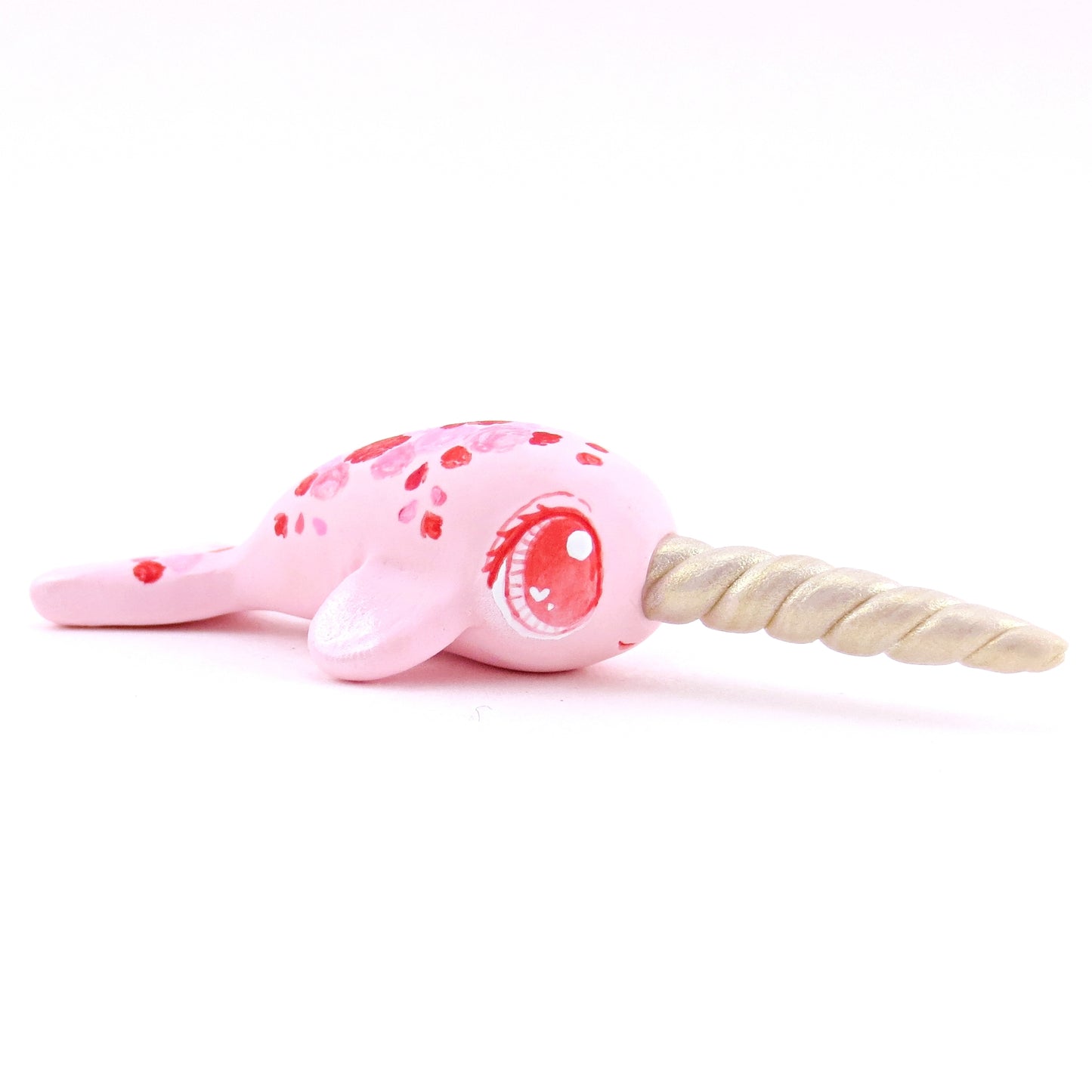 Valentine Roses Narwhal Figurine - Polymer Clay Valentine Animals