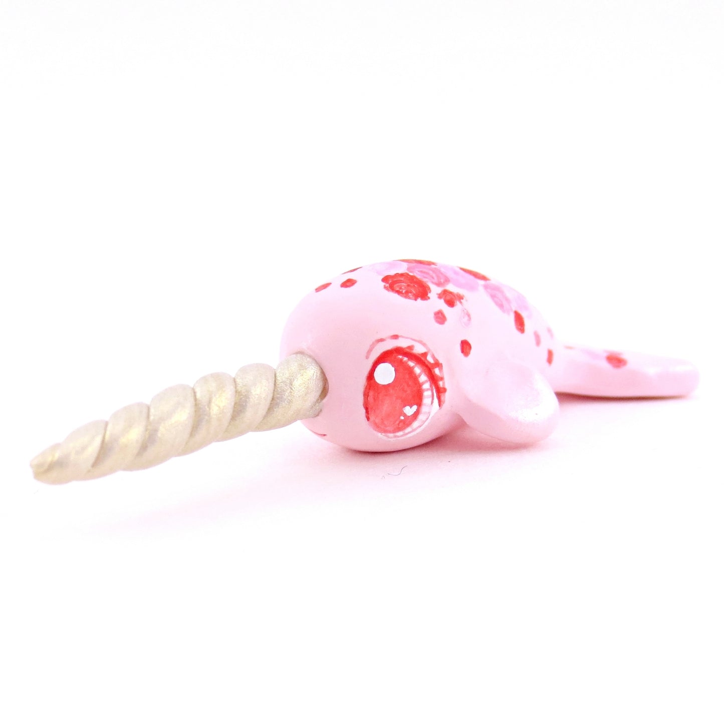 Valentine Roses Narwhal Figurine - Polymer Clay Valentine Animals