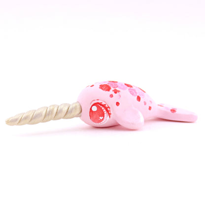 Valentine Roses Narwhal Figurine - Polymer Clay Valentine Animals