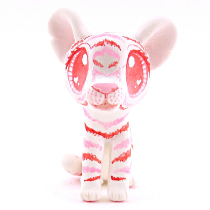 Red and Pink Tiger Cub Figurine - Polymer Clay Valentine Animals