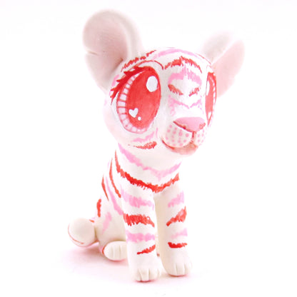 Red and Pink Tiger Cub Figurine - Polymer Clay Valentine Animals