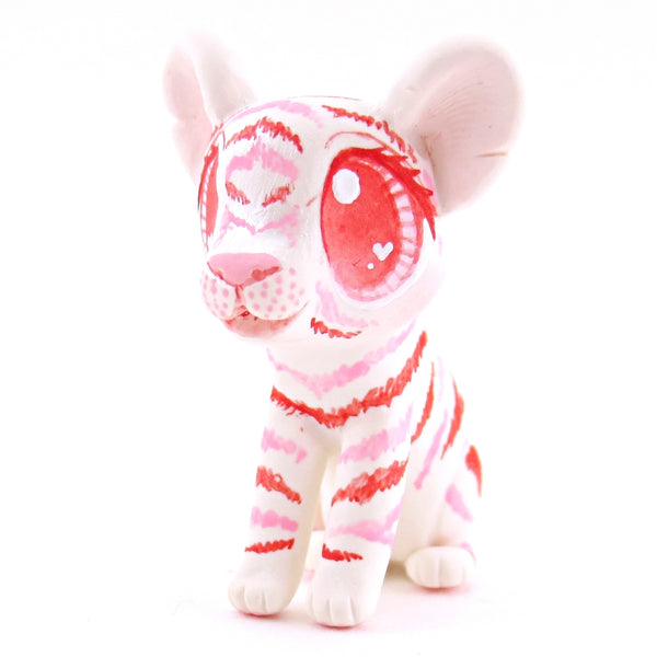 Red and Pink Tiger Cub Figurine - Polymer Clay Valentine Animals