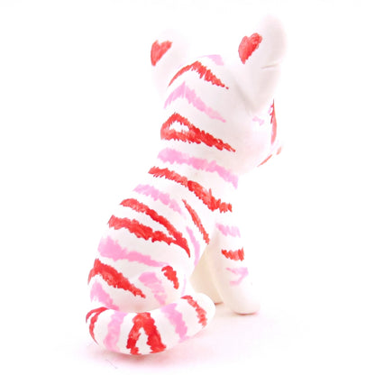 Red and Pink Tiger Cub Figurine - Polymer Clay Valentine Animals