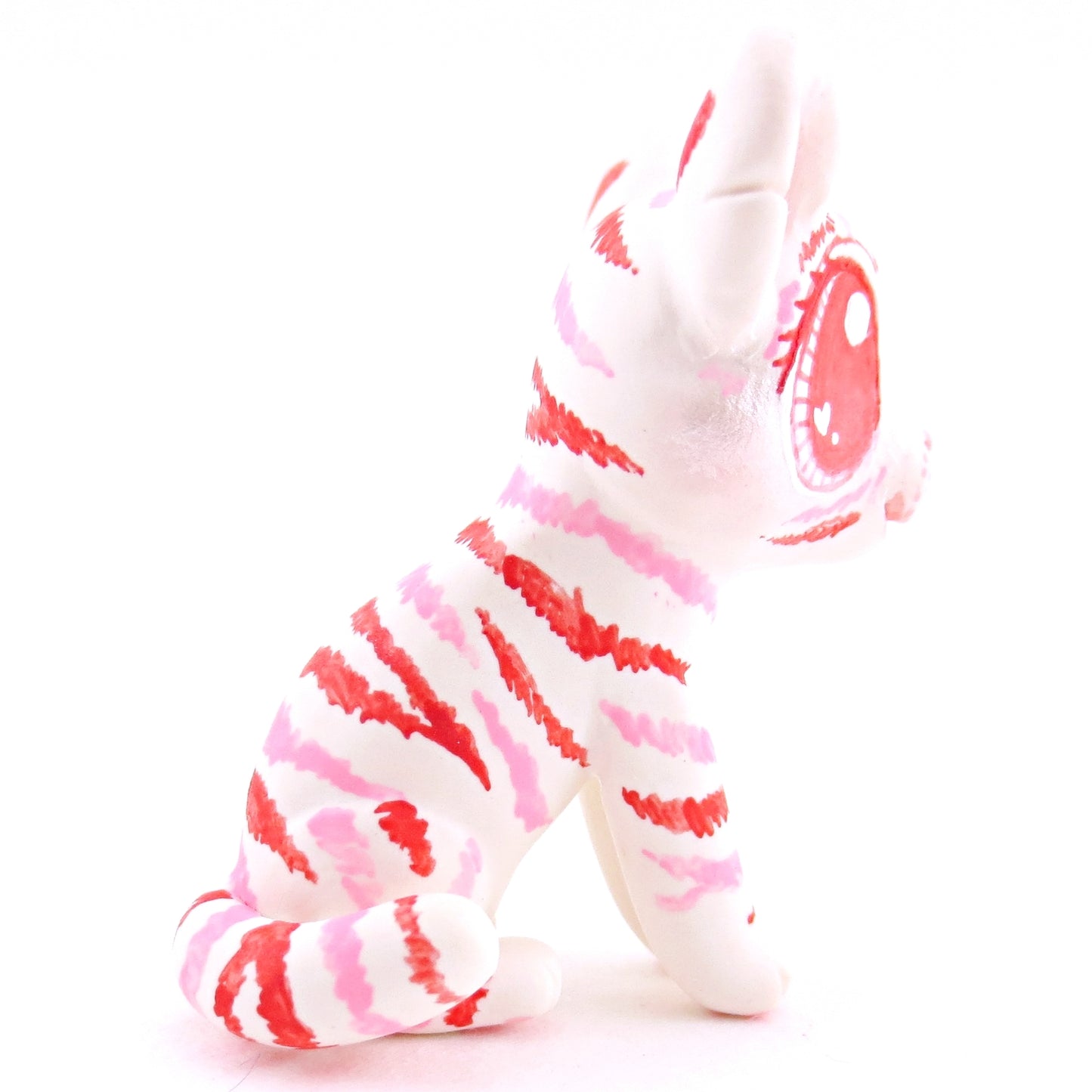 Red and Pink Tiger Cub Figurine - Polymer Clay Valentine Animals