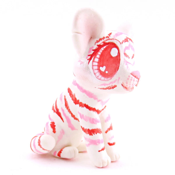 Red and Pink Tiger Cub Figurine - Polymer Clay Valentine Animals