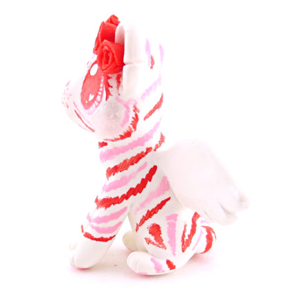 Cupid Winged Red and Pink Tiger Cub Figurine - Polymer Clay Valentine Animals