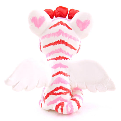 Cupid Winged Red and Pink Tiger Cub Figurine - Polymer Clay Valentine Animals