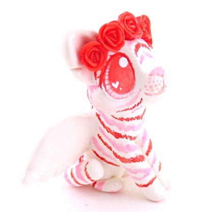 Cupid Winged Red and Pink Tiger Cub Figurine - Polymer Clay Valentine Animals