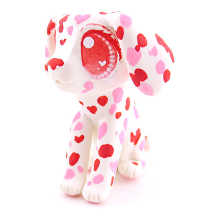 Red and Pink Dalmatian Puppy Dog Figurine - Polymer Clay Valentine Animals