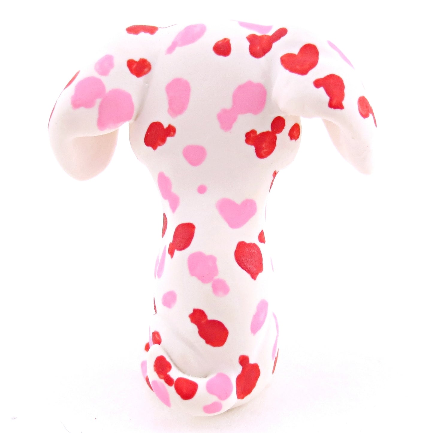 Red and Pink Dalmatian Puppy Dog Figurine - Polymer Clay Valentine Animals