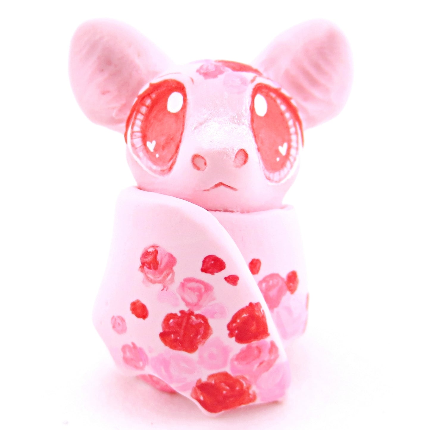 Valentine Roses Bat Figurine - Polymer Clay Valentine Animals