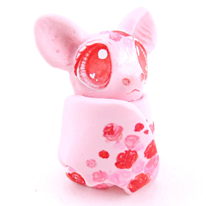 Valentine Roses Bat Figurine - Polymer Clay Valentine Animals