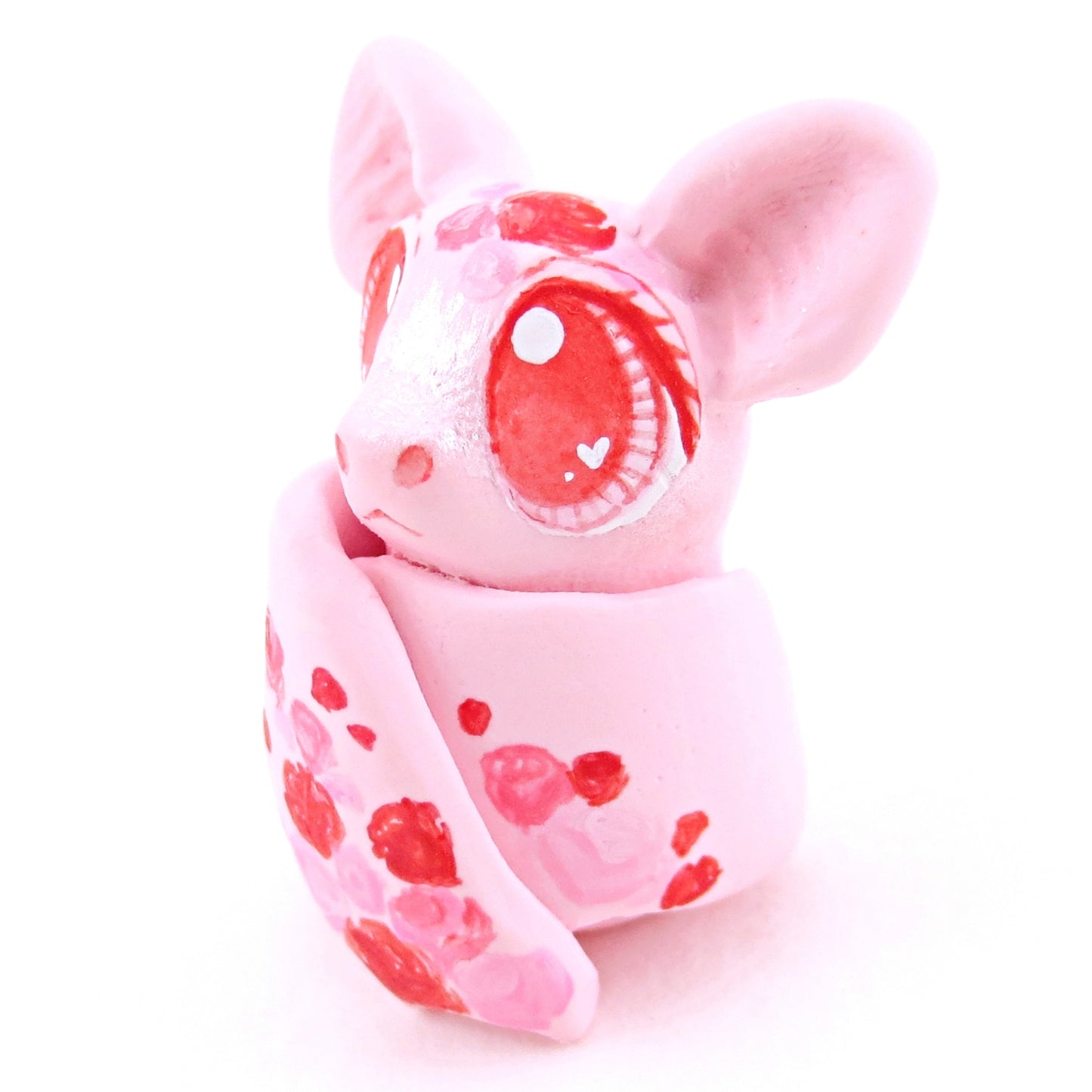 Valentine Roses Bat Figurine - Polymer Clay Valentine Animals