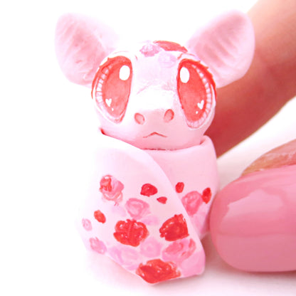 Valentine Roses Bat Figurine - Polymer Clay Valentine Animals