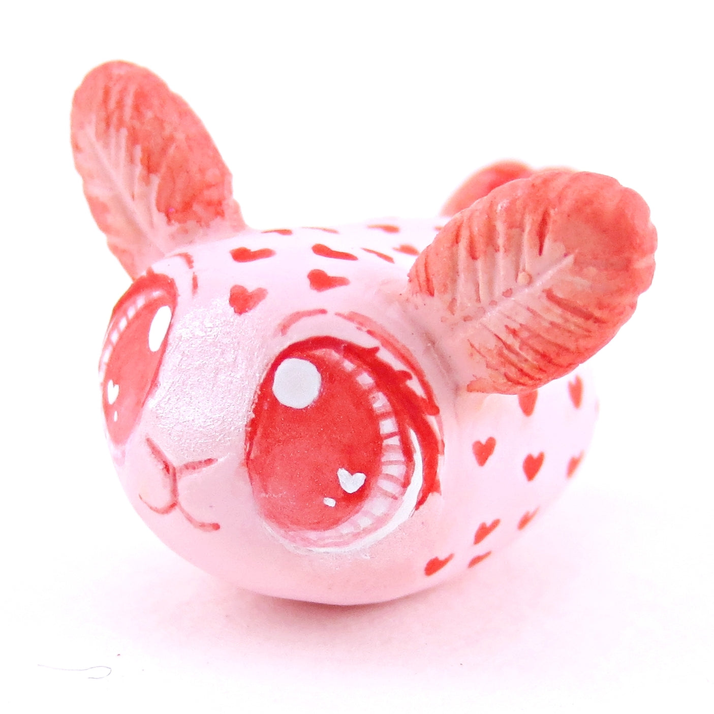 Heart Spots Sea Bunny Figurine - Polymer Clay Valentine Animals