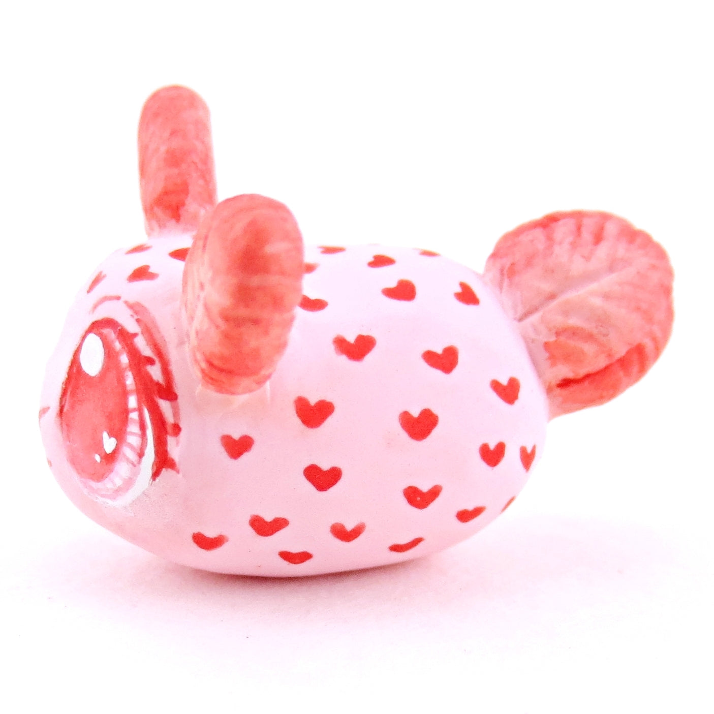 Heart Spots Sea Bunny Figurine - Polymer Clay Valentine Animals