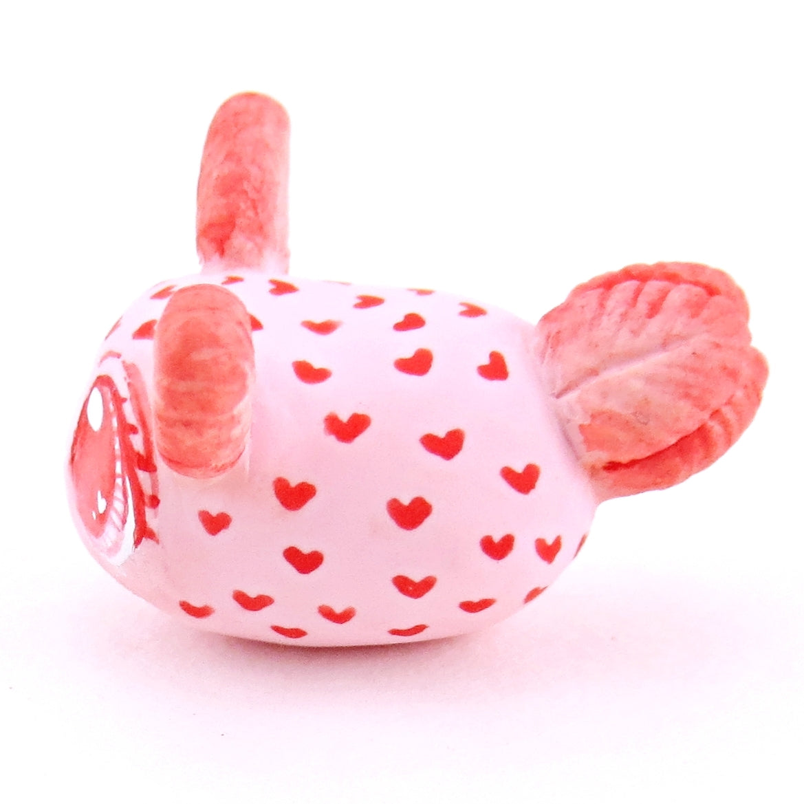 Heart Spots Sea Bunny Figurine - Polymer Clay Valentine Animals