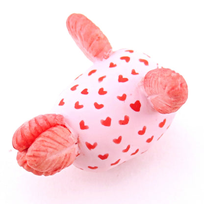 Heart Spots Sea Bunny Figurine - Polymer Clay Valentine Animals