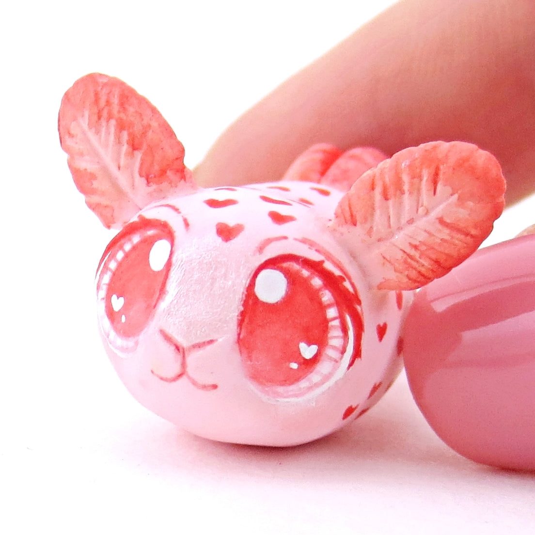 Heart Spots Sea Bunny Figurine - Polymer Clay Valentine Animals