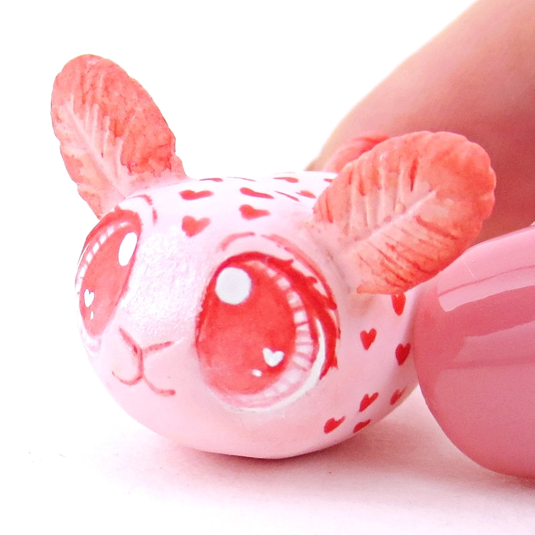 Heart Spots Sea Bunny Figurine - Polymer Clay Valentine Animals