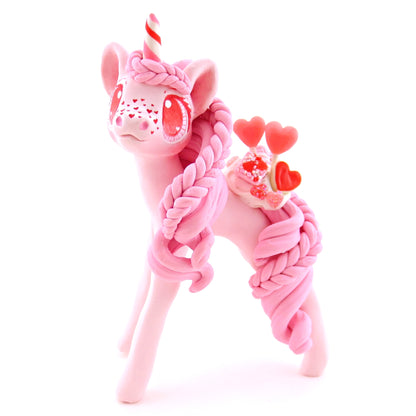 Valentine Dessert Unicorn Figurine - Polymer Clay Valentine Animals