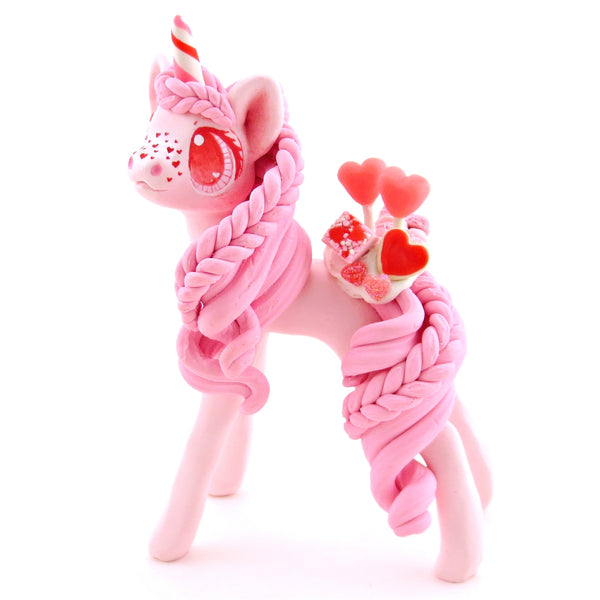 Valentine Dessert Unicorn Figurine - Polymer Clay Valentine Animals