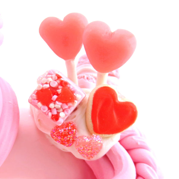 Valentine Dessert Unicorn Figurine - Polymer Clay Valentine Animals